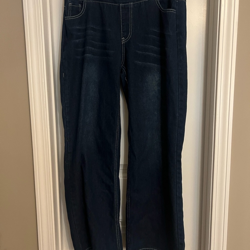 Dark Blue Denim Wide Leg Jeans